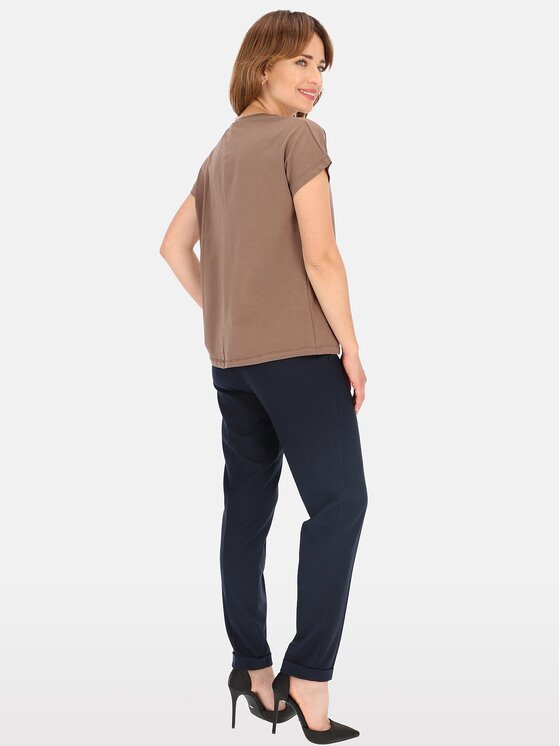 Perso Perso T-Shirt TCE243000F Brązowy Regular Fit