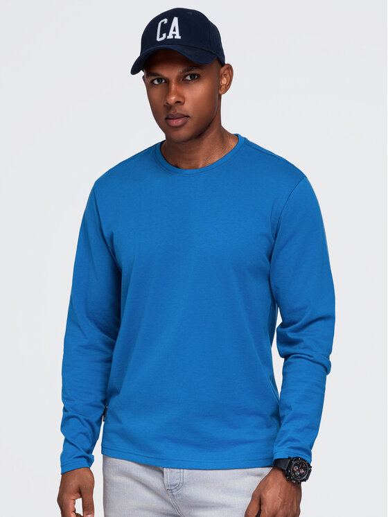 Ombre Ombre Longsleeve OM-LSBL-0142 Niebieski Regular Fit
