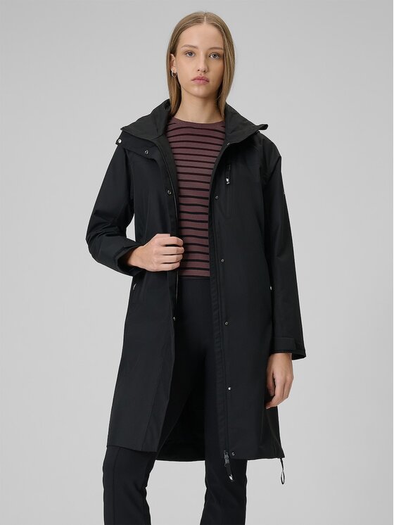 4F 4F Cappotto di transizione 4FWSS26TTJAF1114-20S Nero Regular Fit