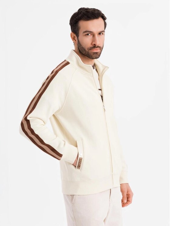 Ombre Ombre Mikina OM-SSZP-0219 Écru Regular Fit