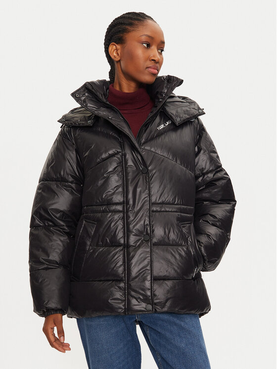 KARL LAGERFELD KARL LAGERFELD Vatovaná bunda 246W1510 Černá Regular Fit