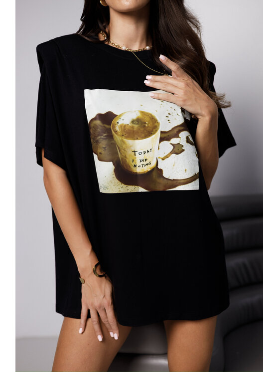 LilaLou LilaLou T-Shirt Sunday Černá Oversize