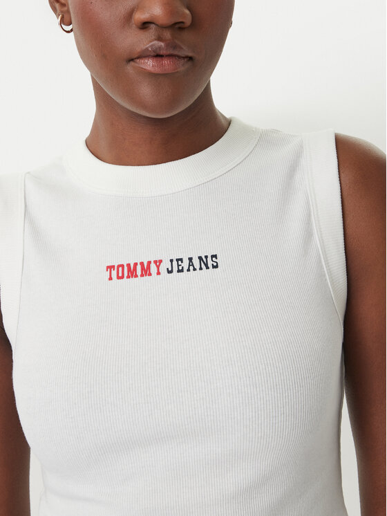 Tommy Jeans Tommy Jeans Top DW0DW22577 Alb Slim Fit