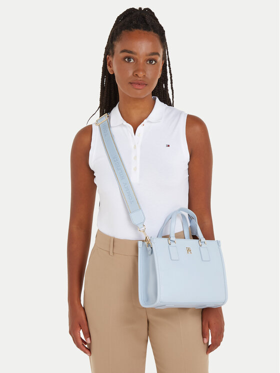 Tommy Hilfiger Tommy Hilfiger Дамска чанта Th Monotype Mini Tote AW0AW15977 Светлосиньо