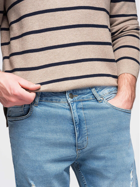Ombre Ombre Jeansy OM-PADP-0255 Niebieski Slim Fit