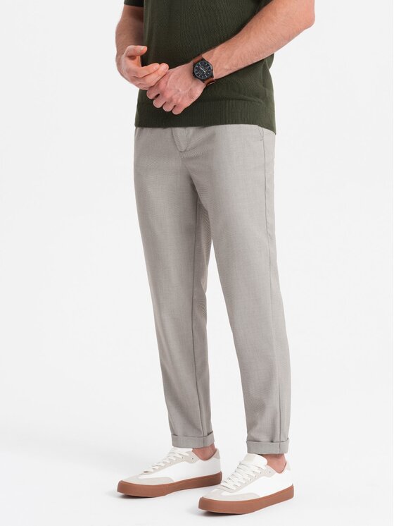 Ombre Ombre Kalhoty z materiálu OM-PACP-0157 Šedá Chino Fit