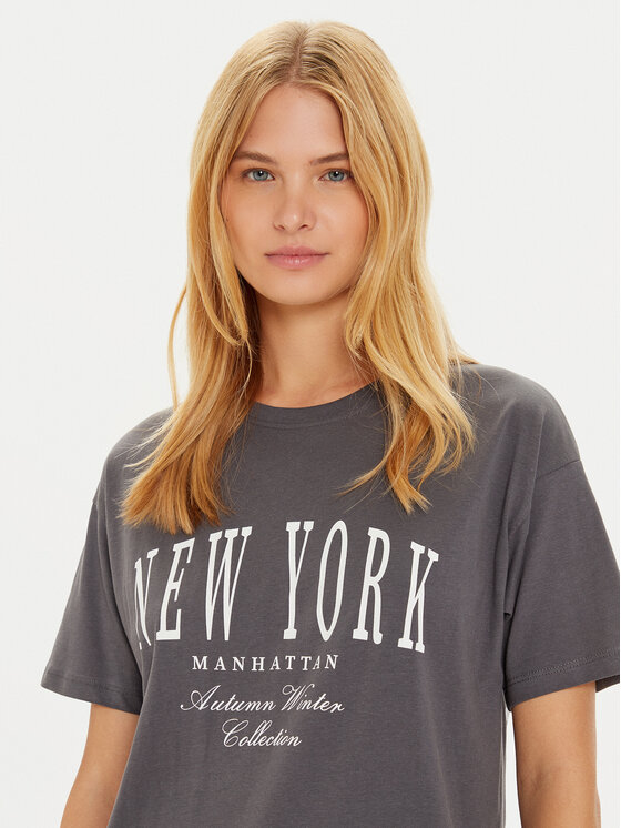 Brave Soul Brave Soul T-shirt LTS-568JEMIMA Siva Oversize