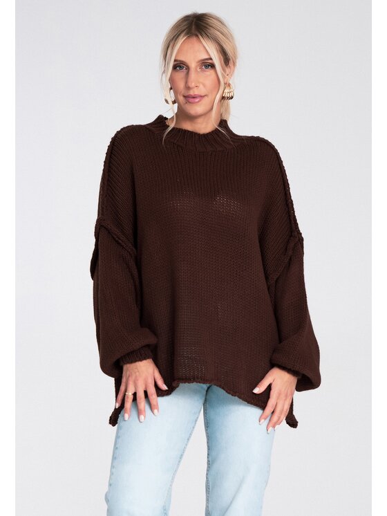 FIGL FIGL Svetr M1238 Hnědá Regular Fit