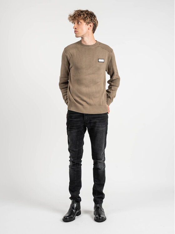 Les Hommes Les Hommes Sweter LKK122-607U | Motorcycle Jumper Beżowy Regular Fit