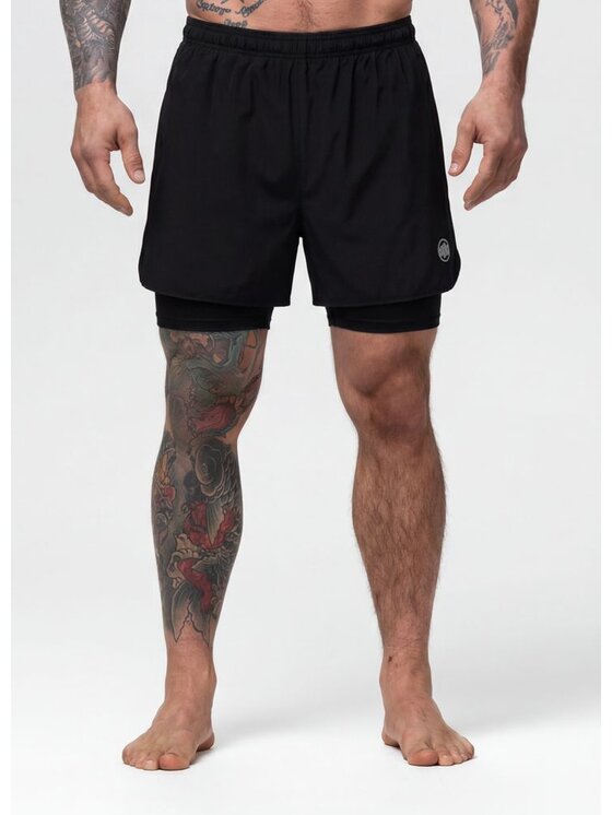 PITBULL PITBULL Szorty sportowe SPORT Czarny Regular Fit