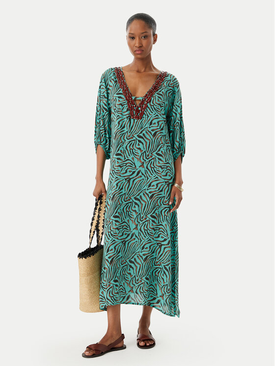Selmark Selmark Rochie de plajă BN798 Turcoaz Regular Fit