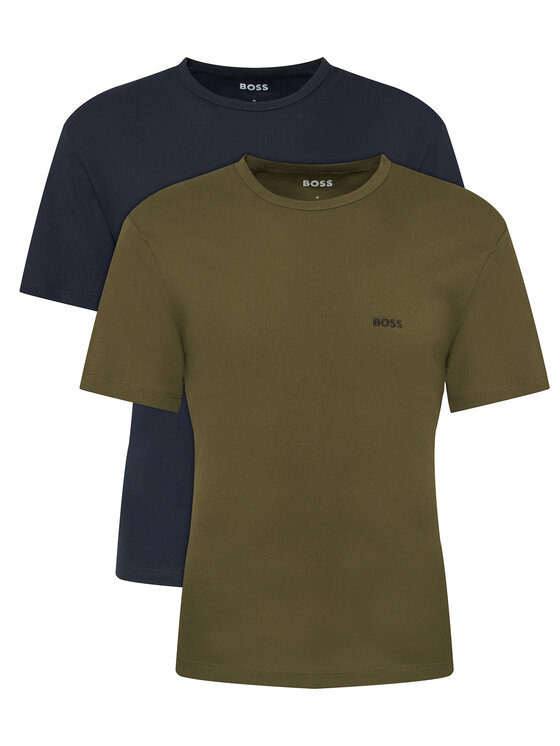 BOSS BOSS T-Shirt Rn 2P Rib 50563886 Niebieski Slim Fit