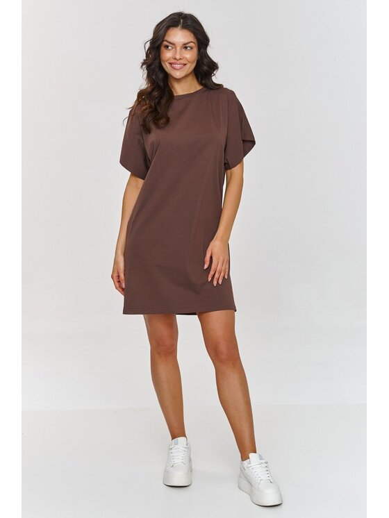 Makadamia Makadamia Sukienka codzienna M875 Brązowy Baggy Fit