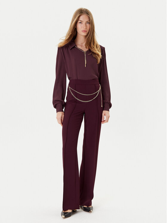 TWINSET TWINSET Palazzo hlače 252TP2281 Bordo rdeča Wide Leg