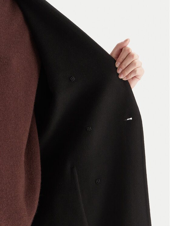 ViCOLO ViCOLO Vlněný kabát TF0001 Černá Regular Fit