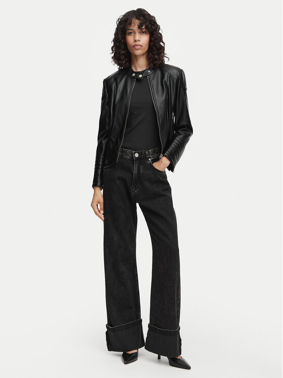 Guess Guess Jacke aus Kunstleder W6YL25 W2914 Schwarz Regular Fit