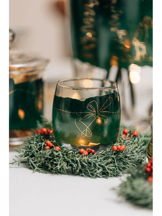 VOLA VOLA Świecznik świecznik szkl. Tealight h=10cm Christmas Zielony