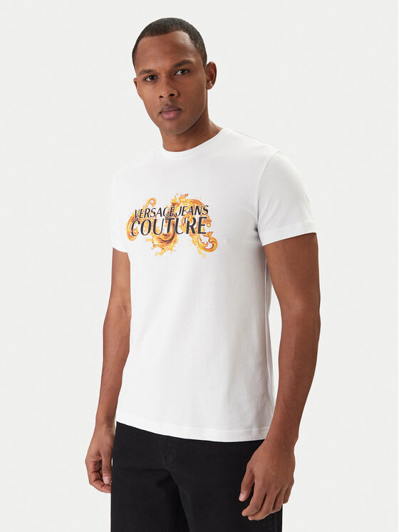 Versace Jeans Couture Tricou 80GAHE02 CJ00E Alb Regular Fit