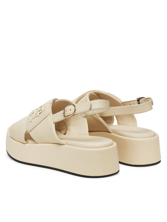 Tommy Hilfiger Tommy Hilfiger Sandály Th Logo Hw Padded Leather Sandal FW0FW08808 Béžová