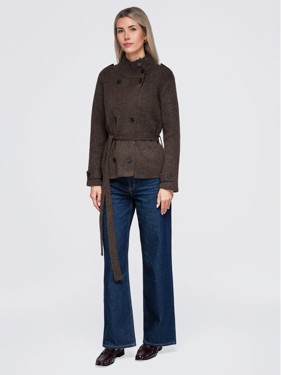 Ombre Ombre Kardigan OW-SW-E0018 Brązowy Regular Fit
