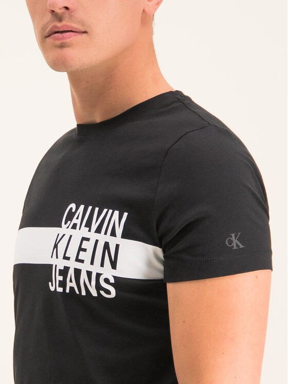 Calvin Klein Jeans Calvin Klein Jeans T-Shirt Stacked Logo J30J314539 Czarny Regular Fit