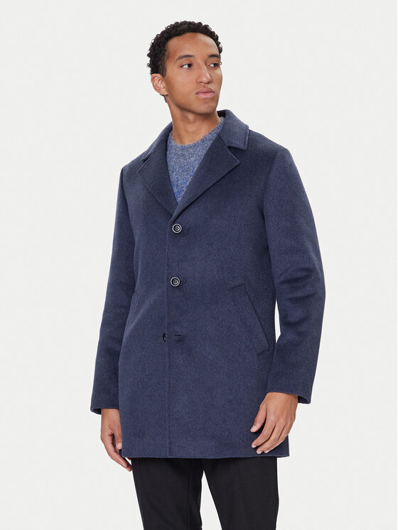 Guess Guess Palton de lână M4BL3S WGJ82 Bleumarin Slim Fit