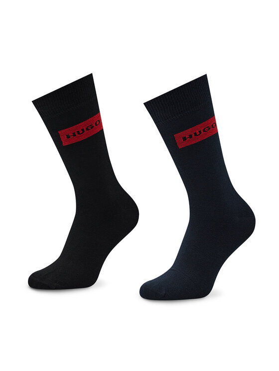 Hugo Комплект 2 чифта дълги чорапи мъжки 2p Giftset Gadget Cc 50484113 Черен