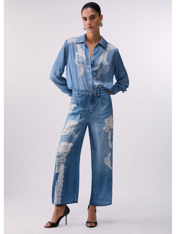 Liu Jo Liu Jo Pantaloni di tessuto UA6312T595879044 Celeste Regular Fit