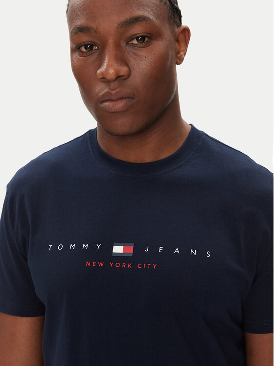 Tommy Jeans Tommy Jeans T-krekls Flag Linear DM0DM21911 Tumši zils Regular Fit