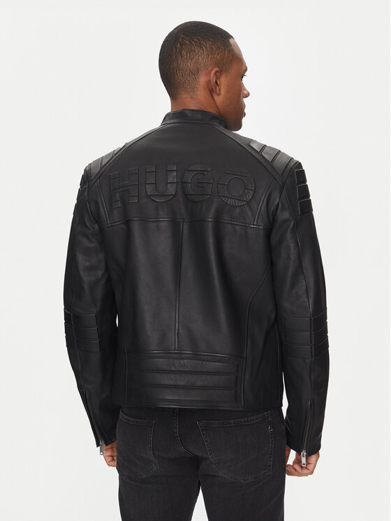 HUGO HUGO Kožená bunda Ludok 50530780 Čierna Regular Fit
