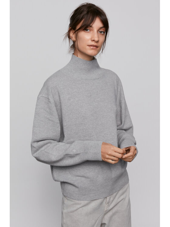 B SIDES B SIDES Golf WYSOKI MERINO Szary Regular Fit