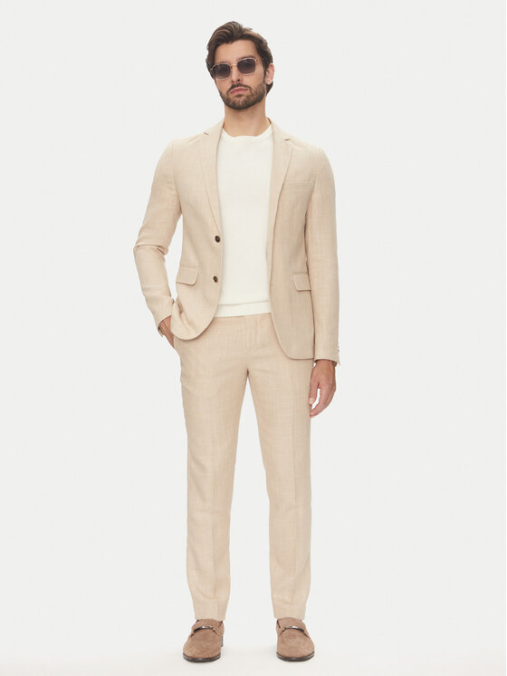 Lindbergh Lindbergh Oblek 30-606060 Béžová Slim Fit