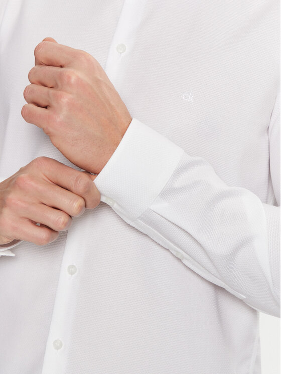 Calvin Klein Calvin Klein Koszula Non Iron Tonal Strct Slim Shirt K10K113848 Biały Regular Fit