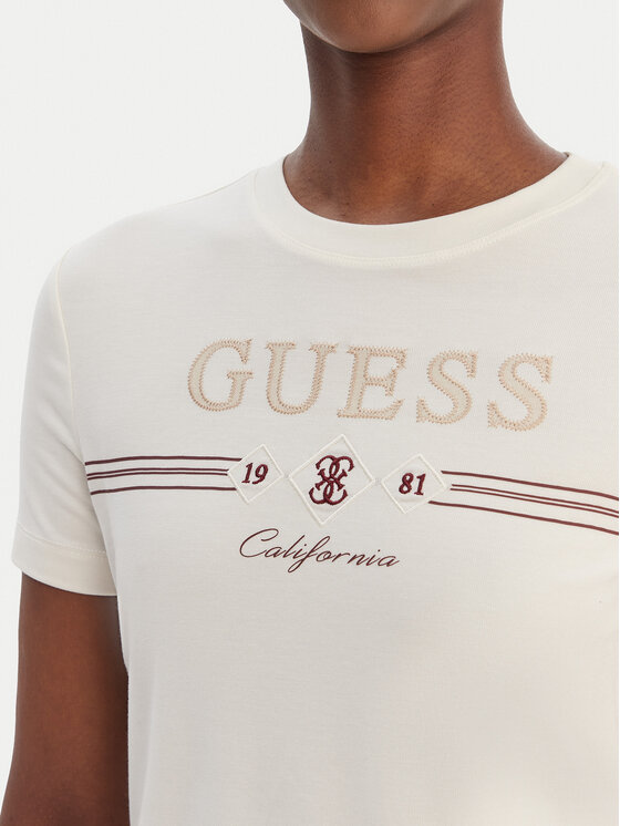 Guess Guess Tričko V6GI06 K2967 Écru Regular Fit