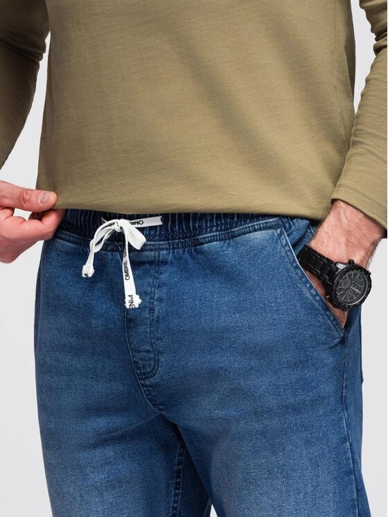 Ombre Ombre Jeansy OM-PADJ-0267 Niebieski Jogger Fit