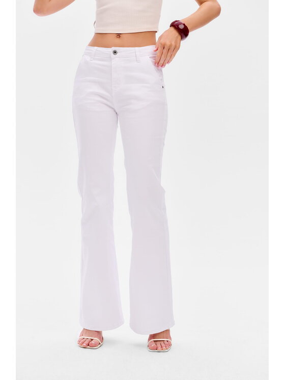 blue shadow blue shadow Spodnie damskie 8056 Écru Regular Fit