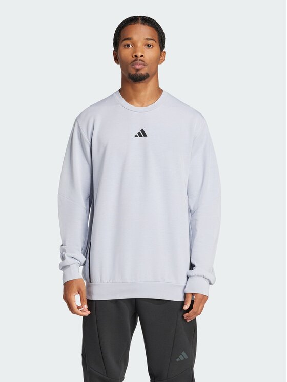 adidas adidas Bluza Designed for Training Crew Szary jasny Regular Fit