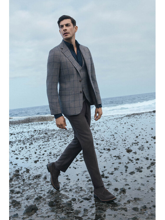 Lancerto Lancerto Marynarka Sestola MA131225000019 Brązowy Slim Fit