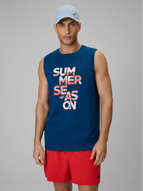 4F 4F Tank top BEACHWEAR Turkusowy Regular Fit