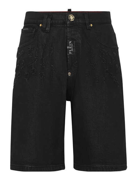 PHILIPP PLEIN PHILIPP PLEIN Pantaloncini di jeans 9605 Nero Loose Fit