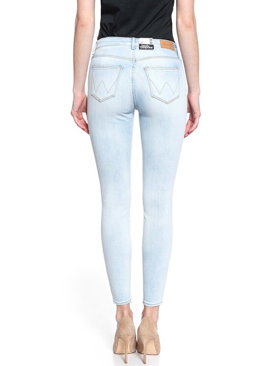 Wrangler Wrangler Jeansy SKINNY CROP Niebieski Skinny Fit