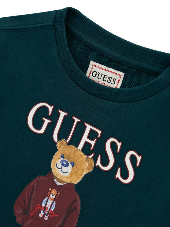 Guess Guess Džemperis ar kapuci N6YQ05 K4096 Tumši zaļa Regular Fit