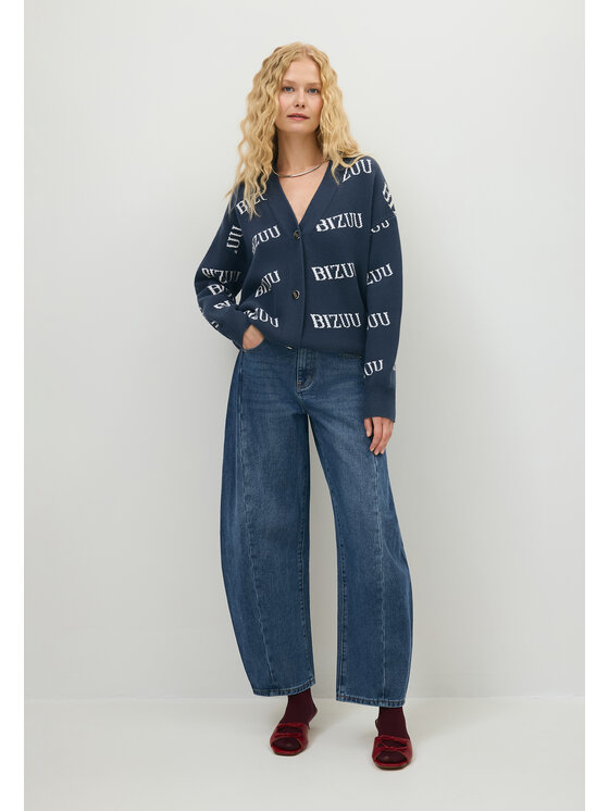 BIZUU BIZUU Kardigan KYLE LOGO OVERSIZED Niebieski Standard Fit