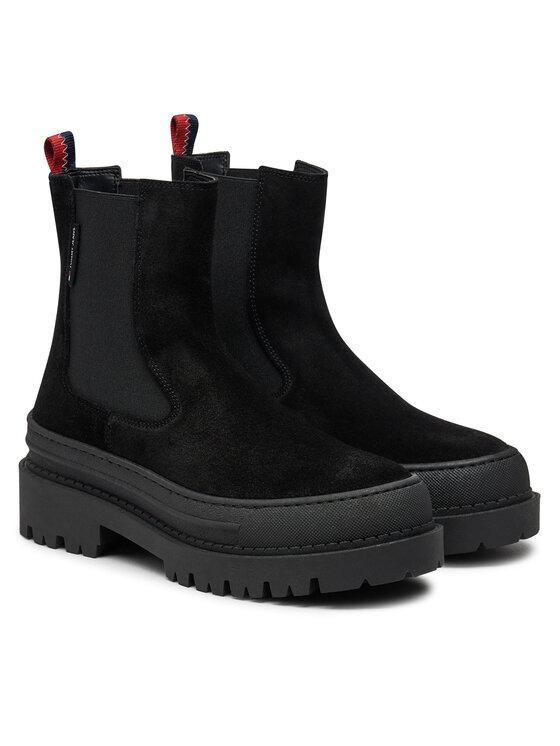 Tommy Jeans Tommy Jeans Боти тип челси Tjw Foxing Chelsea Suede EN0EN02631 Черен