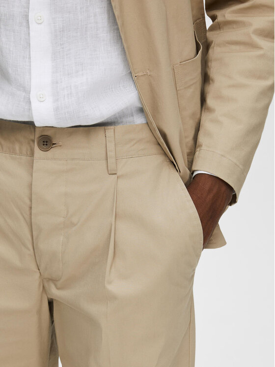 Selected Homme Selected Homme Chinosy 16088515 Beżowy Regular Fit