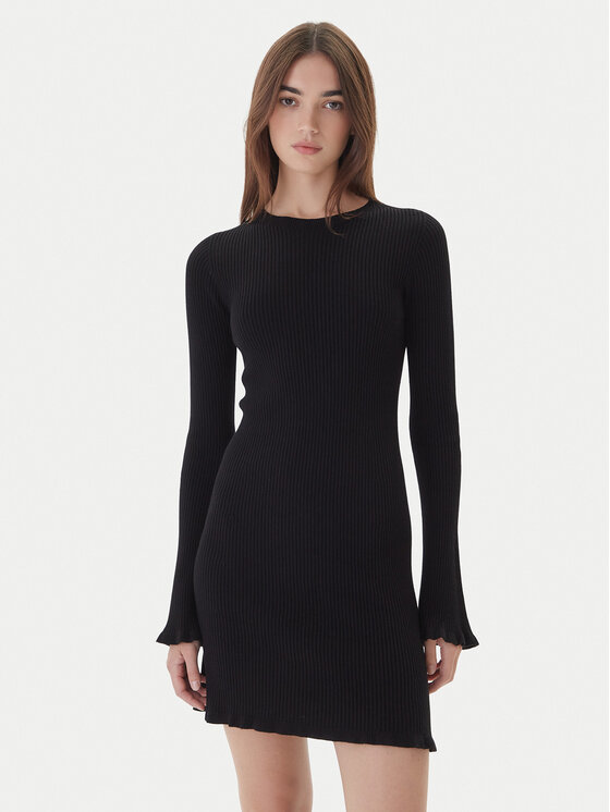 Kontatto Kontatto Úpletové šaty 3M0819C Černá Slim Fit
