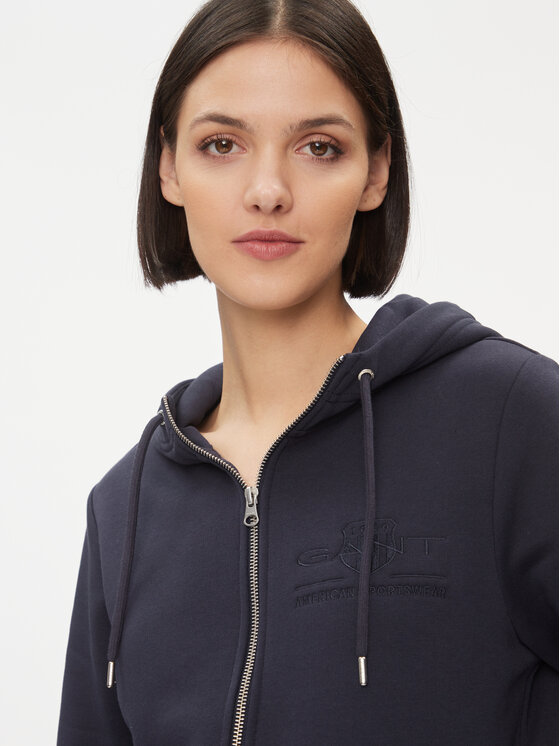 Gant Gant Majica dugih rukava Reg Tonal Shield Zip Hoodie 4200671 Tamnoplava Regular Fit