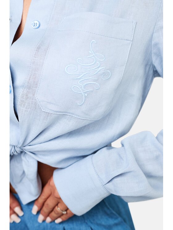 MANDRAGORA MANDRAGORA Camicia Lniano-wiskozowa estella Celeste Relaxed Fit