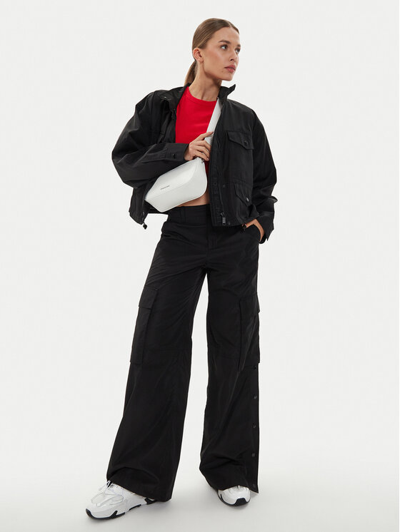 MICHAEL Michael Kors MICHAEL Michael Kors Hlače iz tkanine MT430O77LD Črna Wide Leg