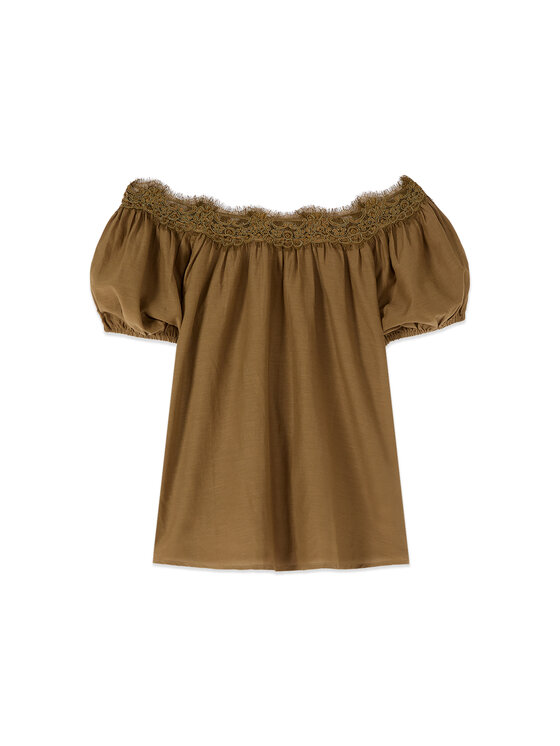 Oltre Oltre Bluzka 2465J000844N035 Brązowy Regular Fit